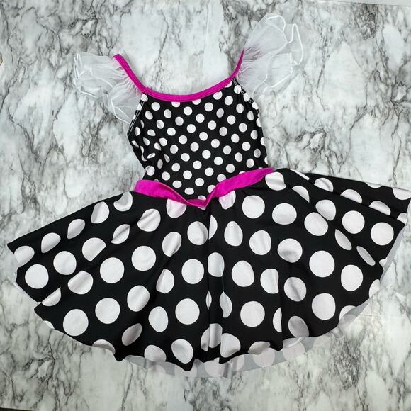 Weissman Polka Dot Pink Bow Skirted Dance Costume Child Small SC 0341 Minnie - Picture 2 of 4